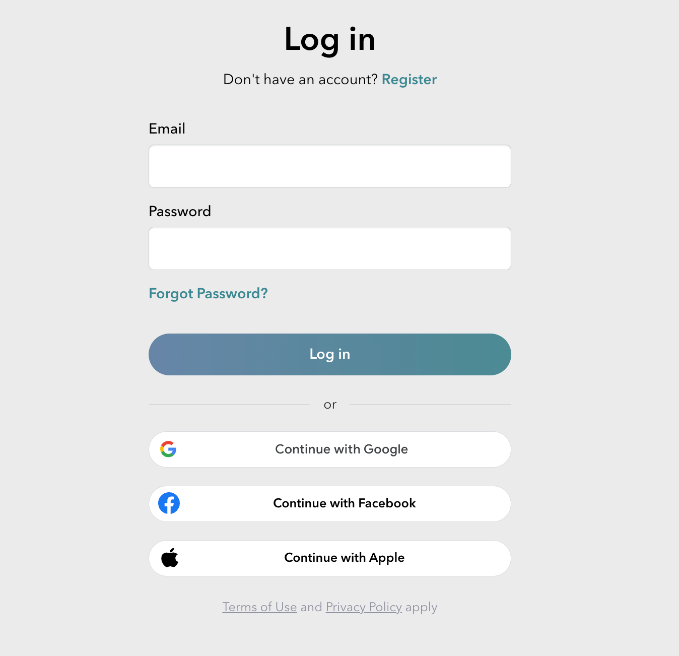 Login with Google | Facebook | Apple